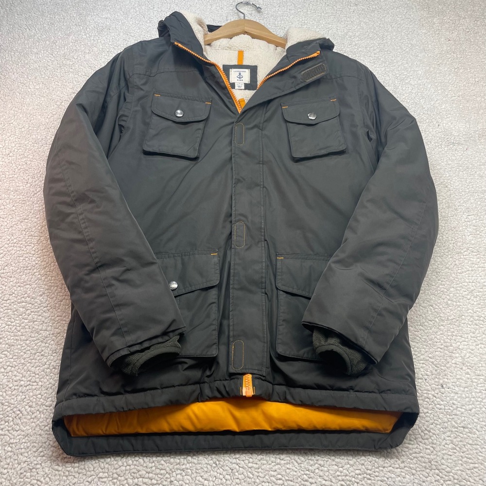 Lands' End Parka Kids L 14-16 Green Grow-A-Longs Down Insulated Hooded Jacket